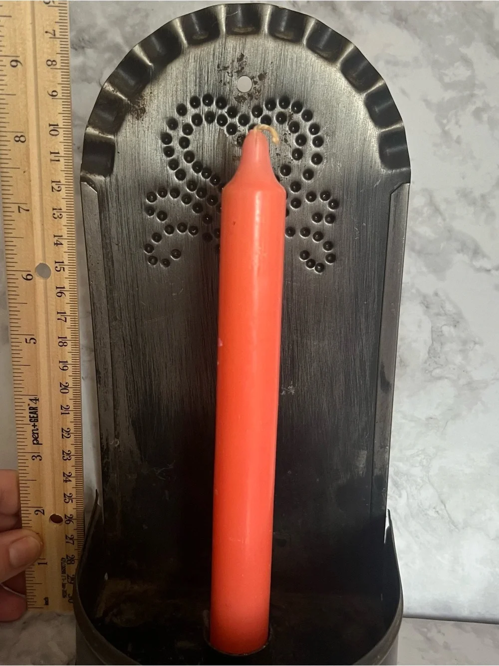 Metal Wall Candle Holder with Heart Cutout - Dark Brushed Finish